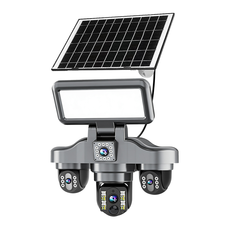 LK-F629D AOV 4 lense 3 ptz solar camera With 50W led light
